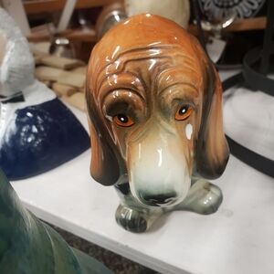 Bassett Hound Dog Planter W Sad Eyes &  A tear